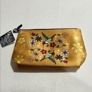 Artisan Gold Hummingbird Floral Cosmetic Bag